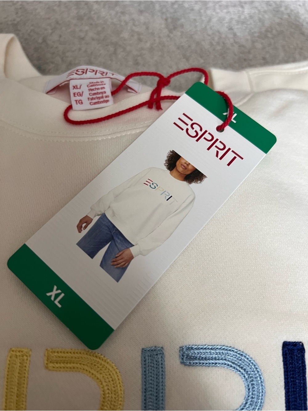 Esprit Cream Logo Crewneck Sweatshirt - Picture 3 of 7